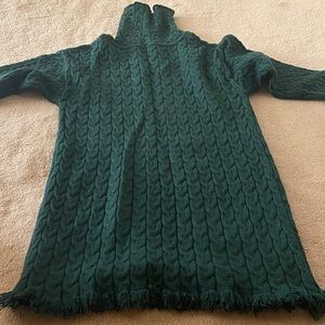 Pink lily Women's Cable Knit turtleneck Sweater dress - Green